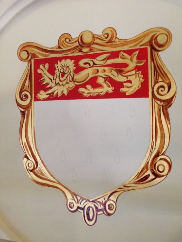 Chichester Assembly Rooms coat of arms with painting in progress
