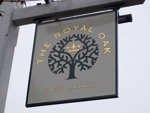 Painted pub sign at the Royal Oak, East Lavant.