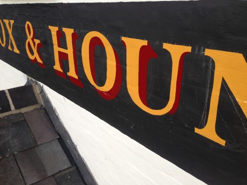 Pub sign lettering detail - Fox and Hounds, Denmead