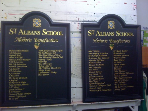 School honours and scholarships boards with gold leaf signwriting