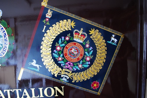 Large Military heraldry signboard, with gold leaf lettering and details