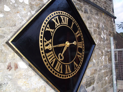 Midhurst Church gold leaf clockface restoration