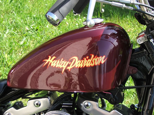 Custom painted and gilded Harley Davidson Motorcycle tank