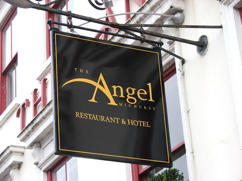 Projecting sign for The Angel Hotel, Midhurst, Sussex