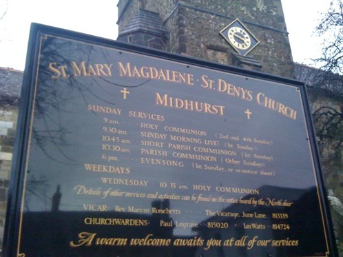 Hand painted Church sign at Midhurst