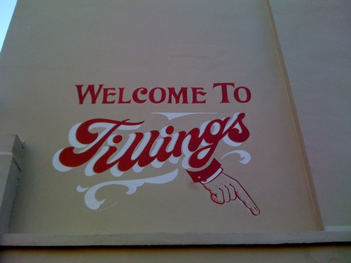 hand signwriting on Tillings cafe wall