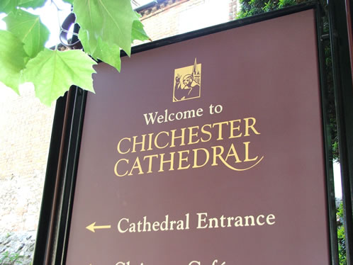 Chichester Cathedral hand painted gold leaf sign board