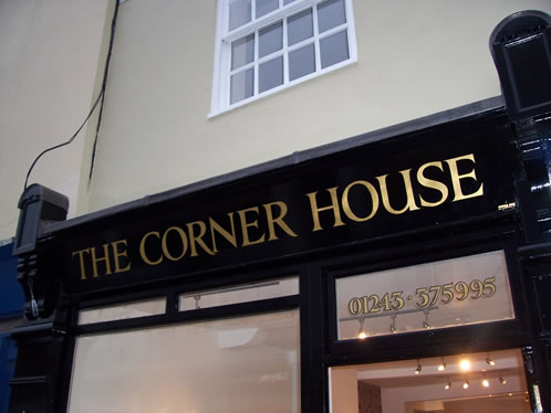 Shop front Traditionally signwritten in gold leaf.