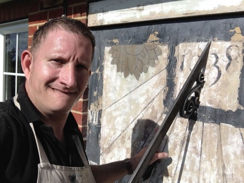 Wayne starting work on the sundial restoration