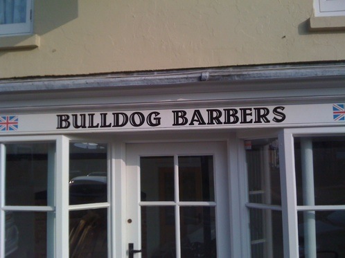 Painted barbers shop fascia