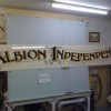 Hand painted sign written shop front sign for Albion Tattoo Studio, with a vintage design,