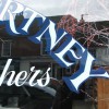 Reverse painted Lettering on glass butchers shop window