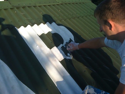 Lettering yet another corrogated roof!