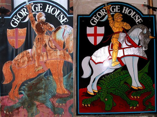 Ex-pub sign from Hambledon, Hants